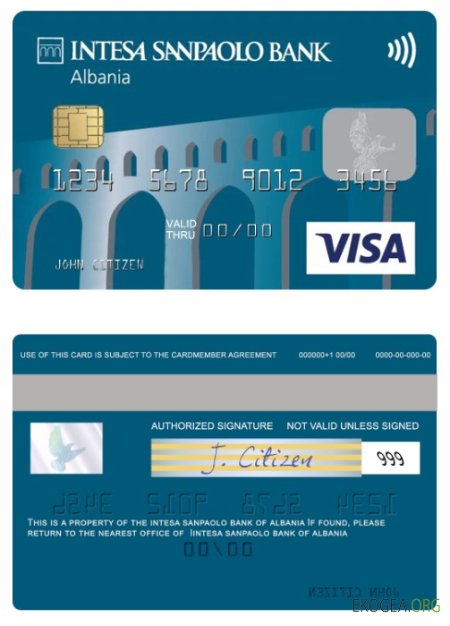 Carte visa Albanie Intesa Sanpaolo Bank template Carte visa Albanie Intesa Sanpaolo Bank template